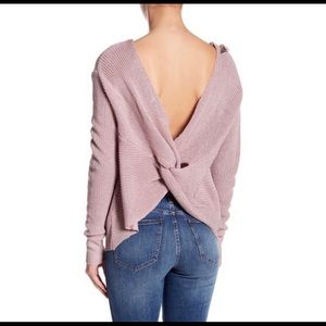 Blush long sleeve sweater w back knot accent (S)